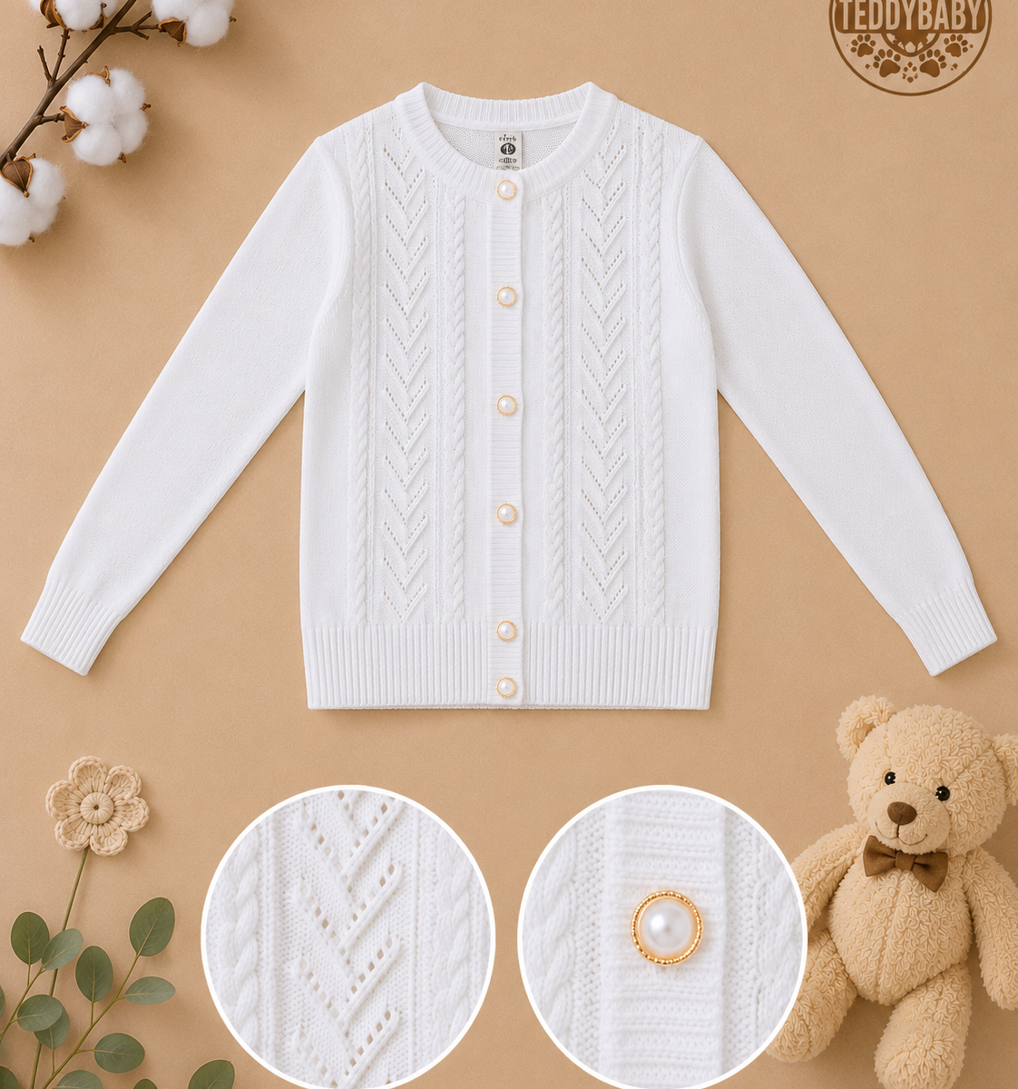 Cardigan alb elegant pentru fete