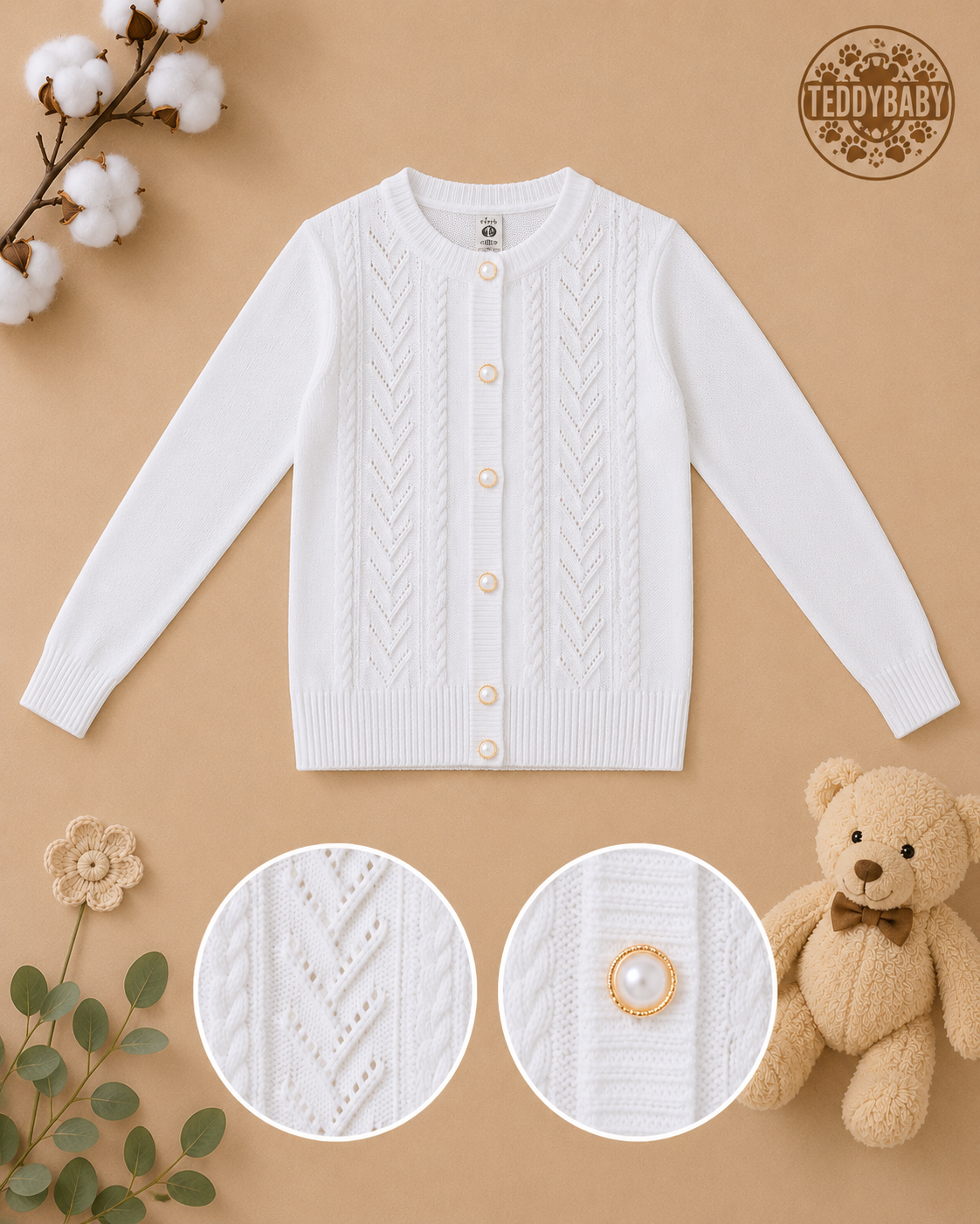 Cardigan alb elegant pentru fete
