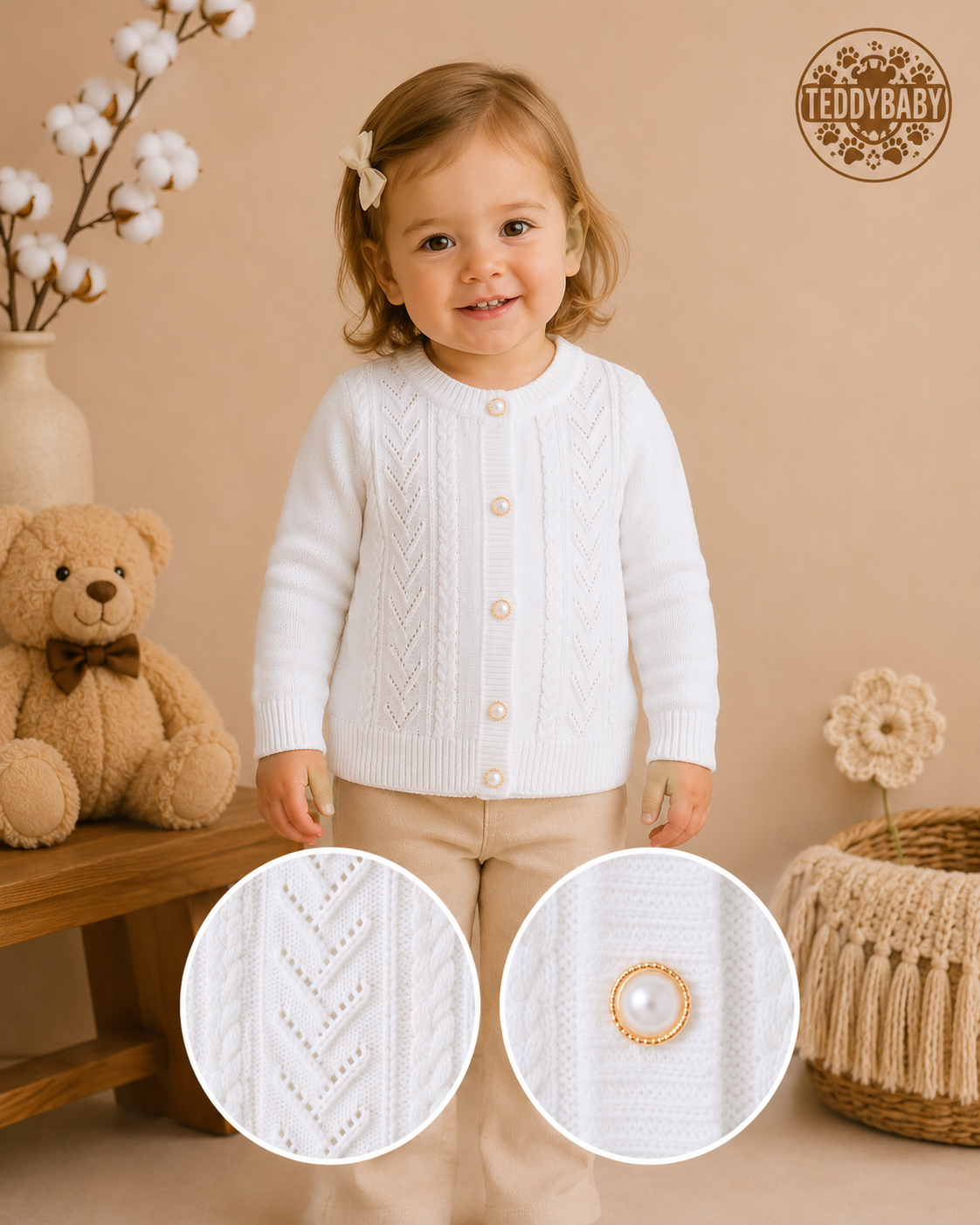Cardigan alb elegant pentru fete