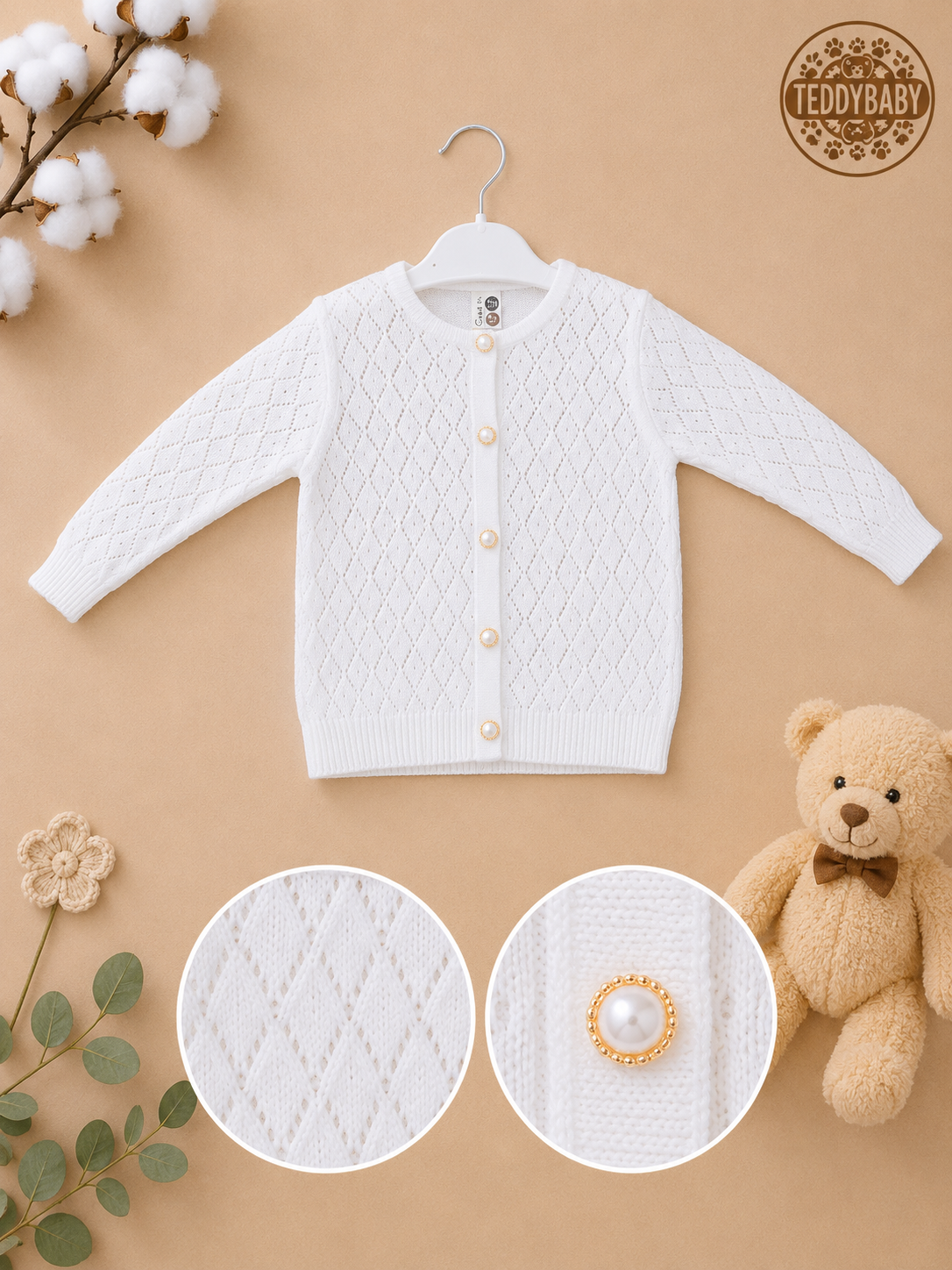 Cardigan alb elegant pentru fete