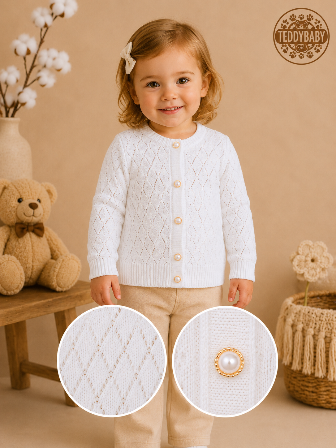 Cardigan alb elegant pentru fete