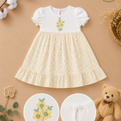 Rochie elegantă cu broderie florală pentru fetițe