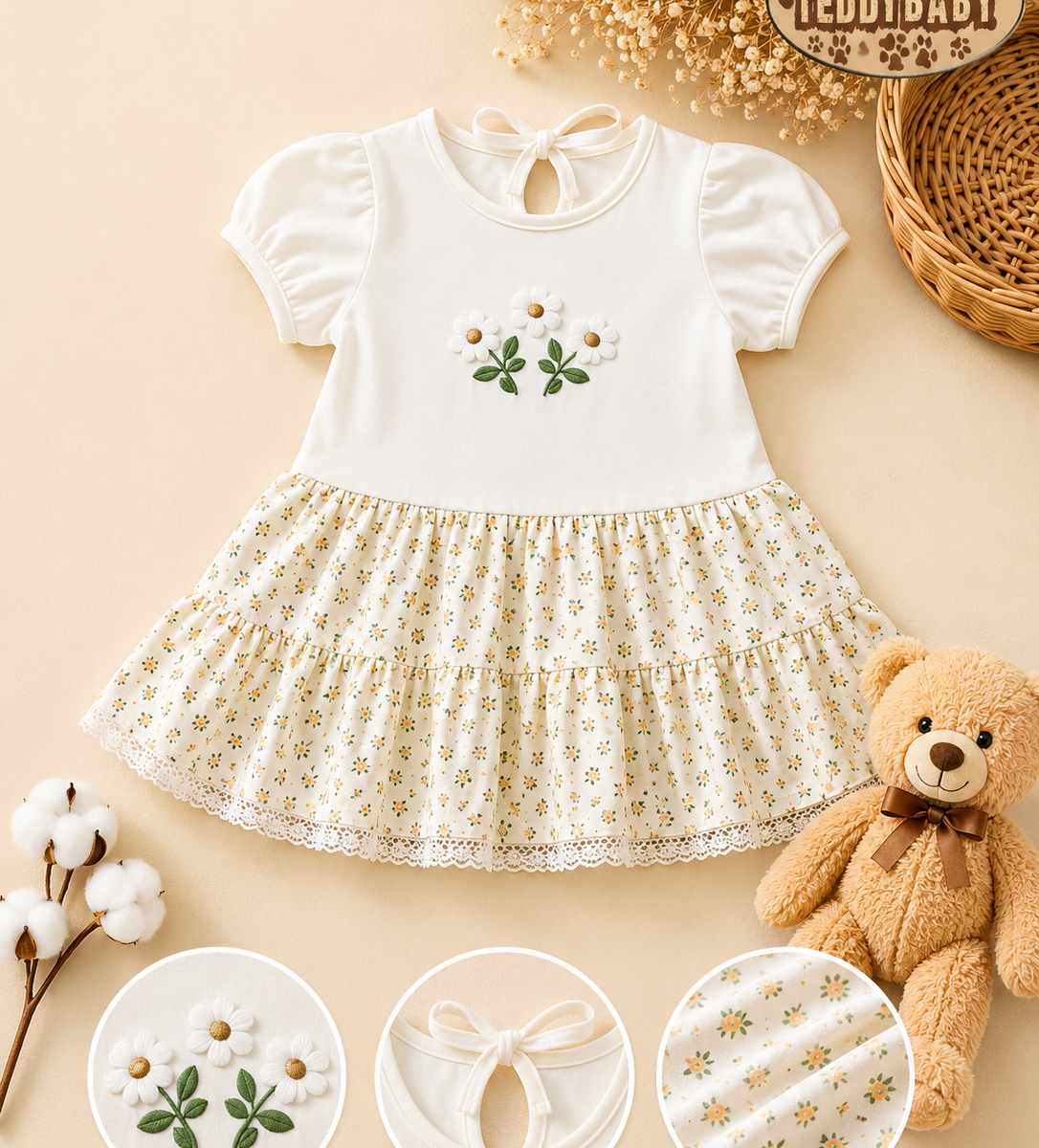 Rochie elegantă pentru fetițe cu broderie florală