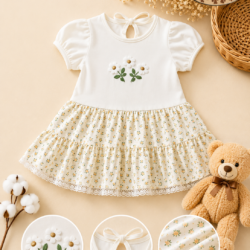 Rochie elegantă pentru fetițe cu broderie florală
